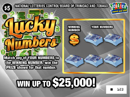 Scratch match and win game - Lucky Numbers - Win up to $25,000 and other prizes