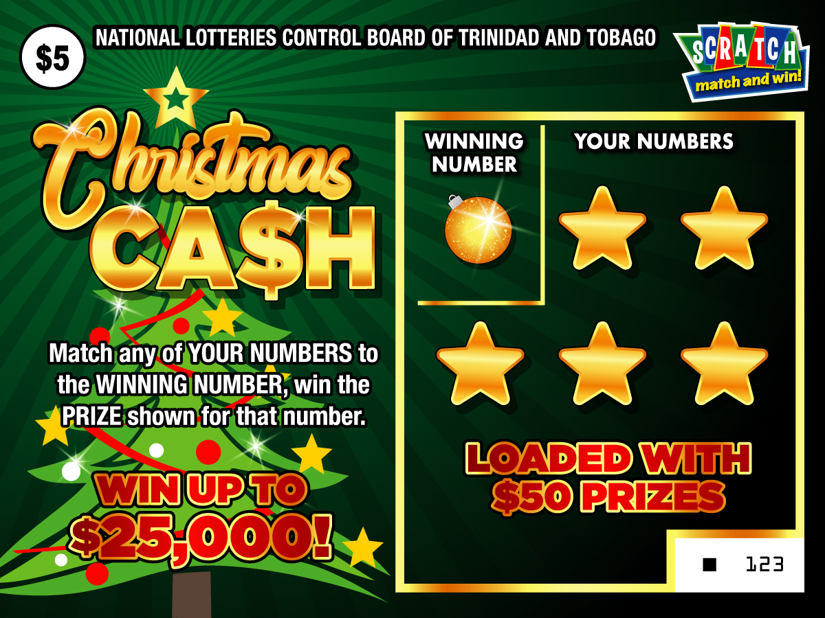 Scratch match and win game - Christmas Cash - Win up to $25,000 and other prizes