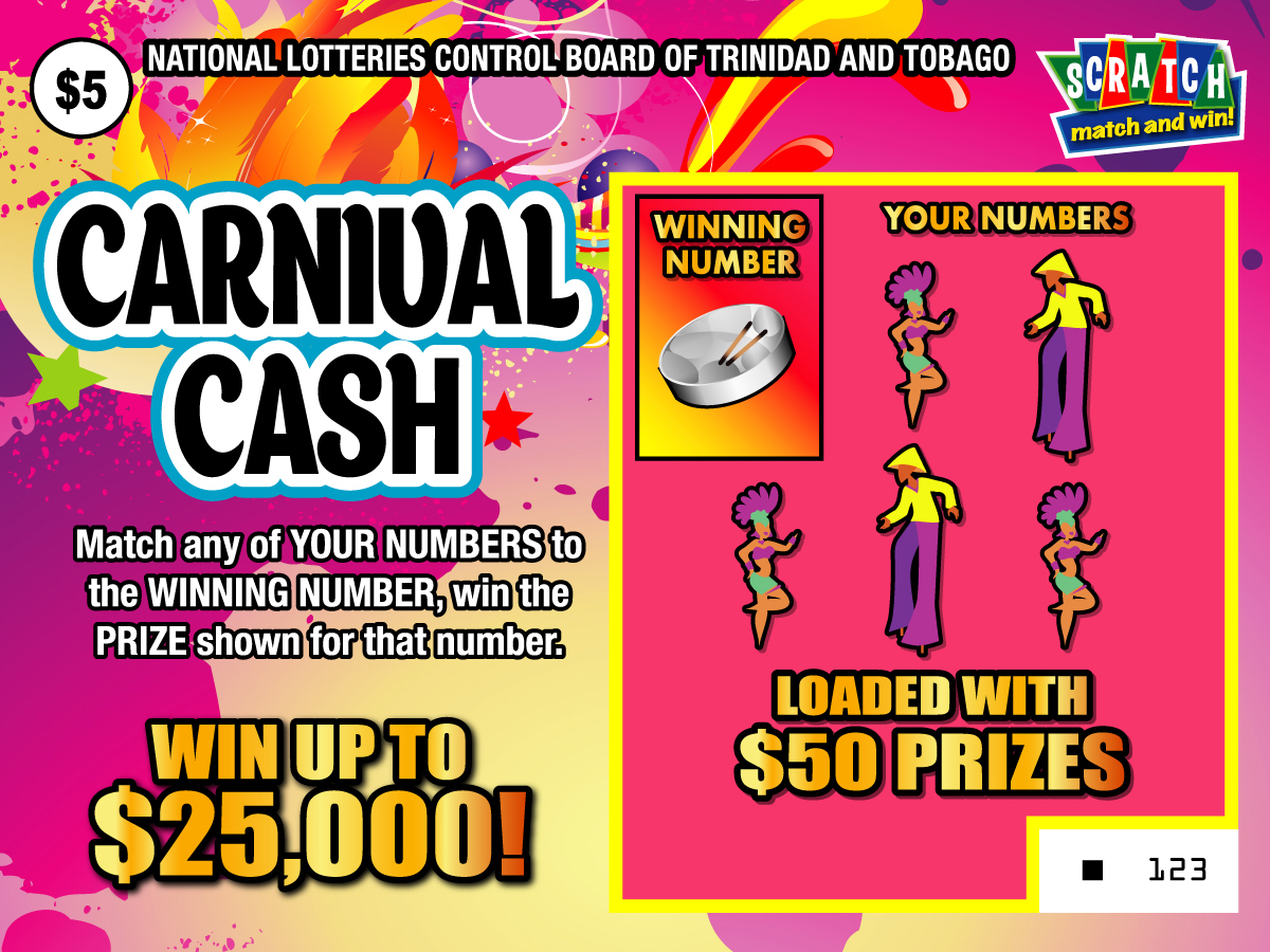 Scratch match and win game - Carnival Cash - Win up to $25,000 and other prizes