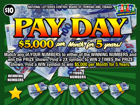 Scratch match and win game - Pay Day - Win up to $5,000 per month and other prizes